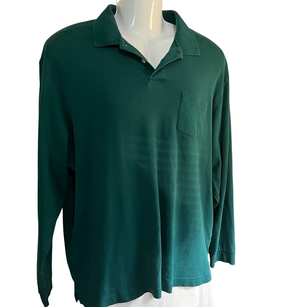 Roundtree and Yorke Men’s XL Long Sleeve Green Polo Shirt Cotton